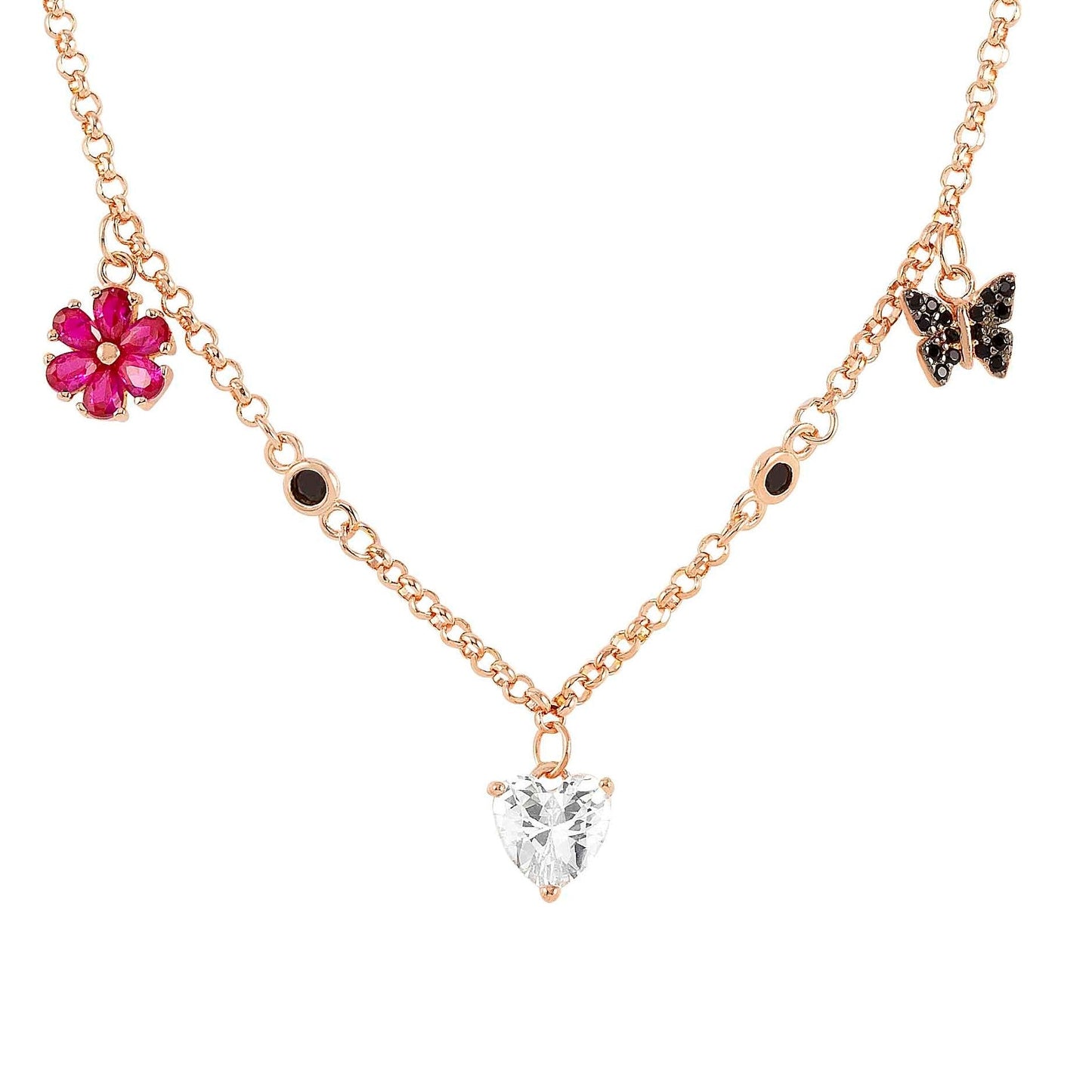 SWEETROCK necklace ed. NATURE 925 silver,CZ, (RICH) Mixed Rose Gold 148040/047