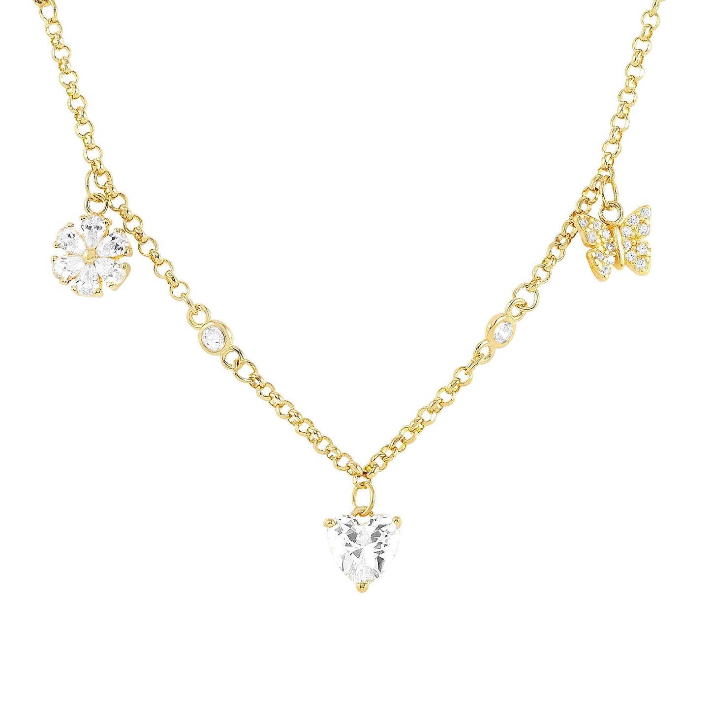 SWEETROCK necklace ed. NATURE 925 silver,CZ, (RICH) Mixed Yellow Gold 148040/048