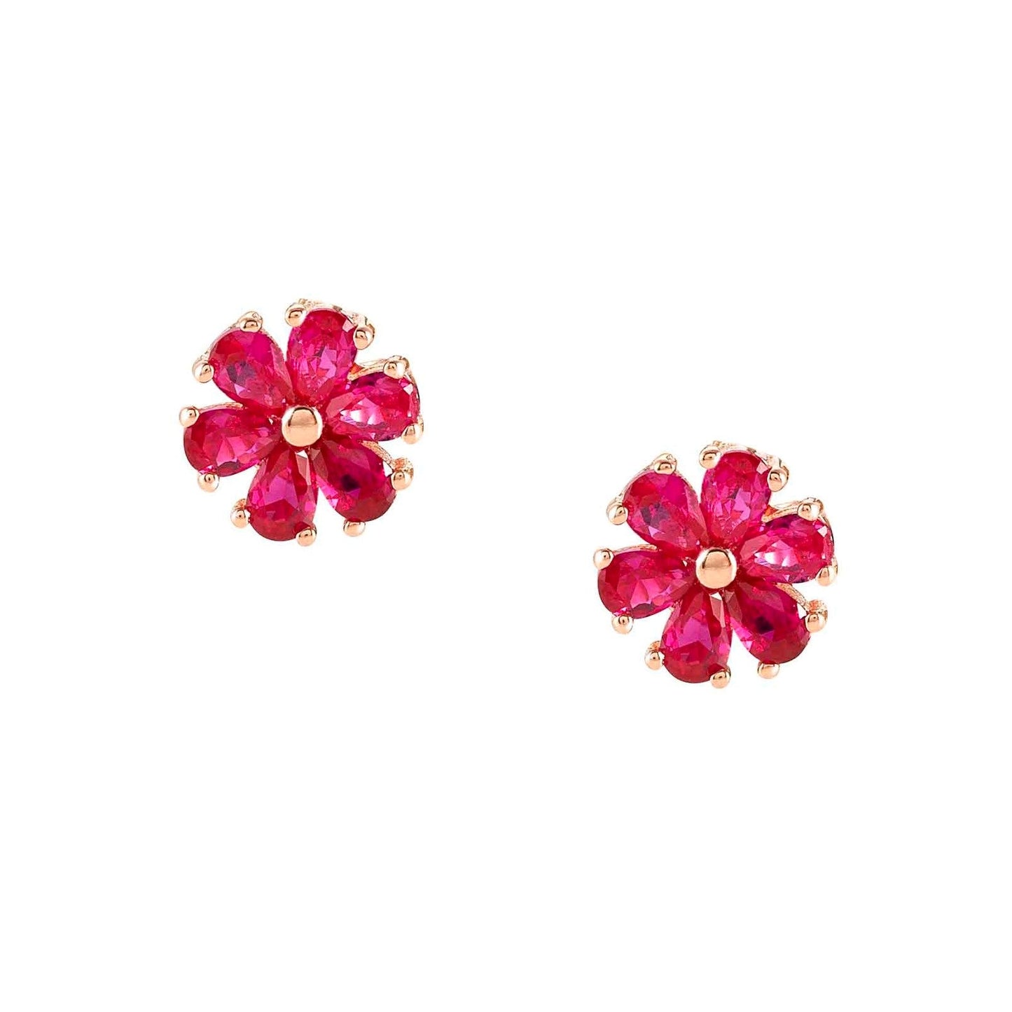 SWEETROCK earrings ed. NATURE 925 silver,CZ, Rose Gold Flower 148042/044