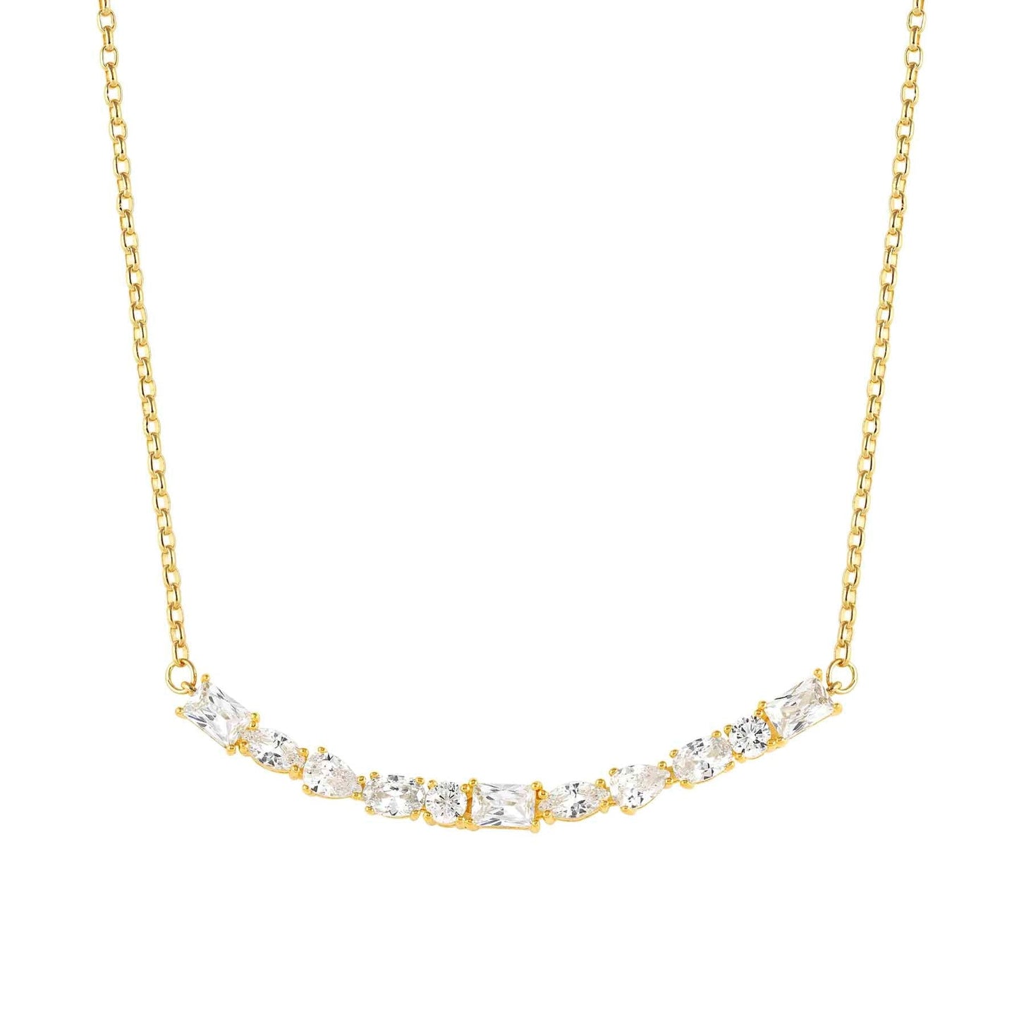 COLOUR WAVE necklace 925 silver,CZ, WHITE Fin. Yellow gold 149802/014