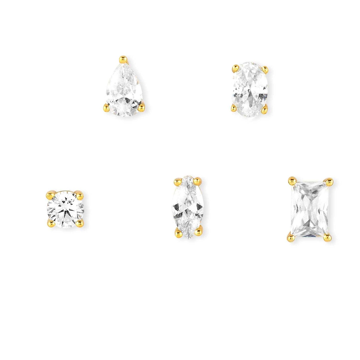 COLOUR WAVE earrings set 925 silver,CZ WHITE Fin. Yellow gold 149804/014