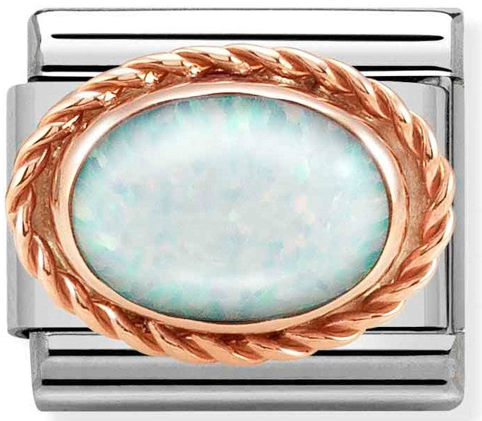 430507/07 Classic RICH SETTING STONE,S/Steel,9K Rosegold WHITE OPAL