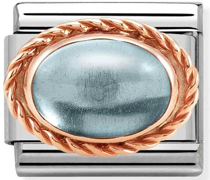 430507/30 Classic RICH SETTING STONE,S/Steel,9k Rosegold Blue topaz