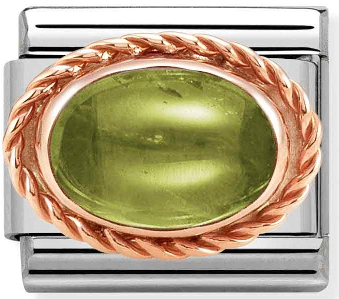 430507/36 Classic RICH SETTING STONE,S/Steel.9K Rosegold PERIDOT