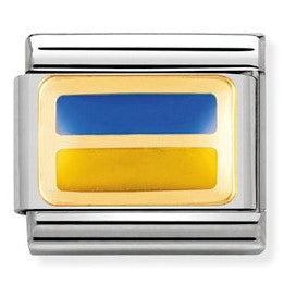 030234/43 Classic FLAG S/steel,enamel,bonded yellow gold Ukraine