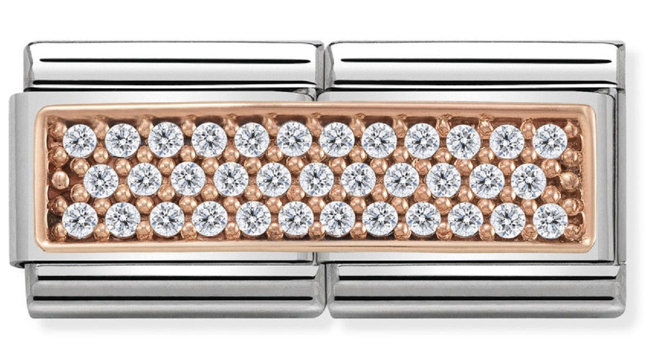 430731/01 Classic 9ct Rose Gold Double Pave White