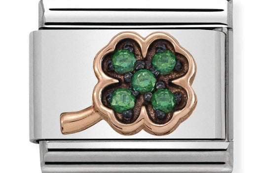 430311/02 Classic 9ct Rose Gold 2 Finishes Clover & Black Rhodium