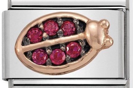 430311/03 Classic 9ct Rose Gold 2 Finishes Red Ladybird & Black Rhodium