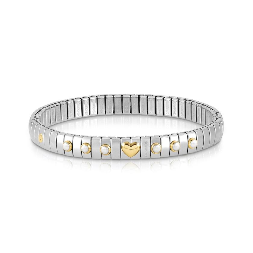 XTE Steel Bracelet & 18ct Gold Heart + 6 White Pearl 440609/007