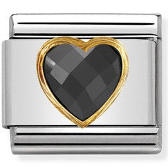 030610/011 Classic S/Steel, Bonded Yellow Gold & Heart Faceted CZ Black
