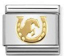 030149/30 Classic SYMBOLS steel & bonded yellow gold Horse jumping horseshoe