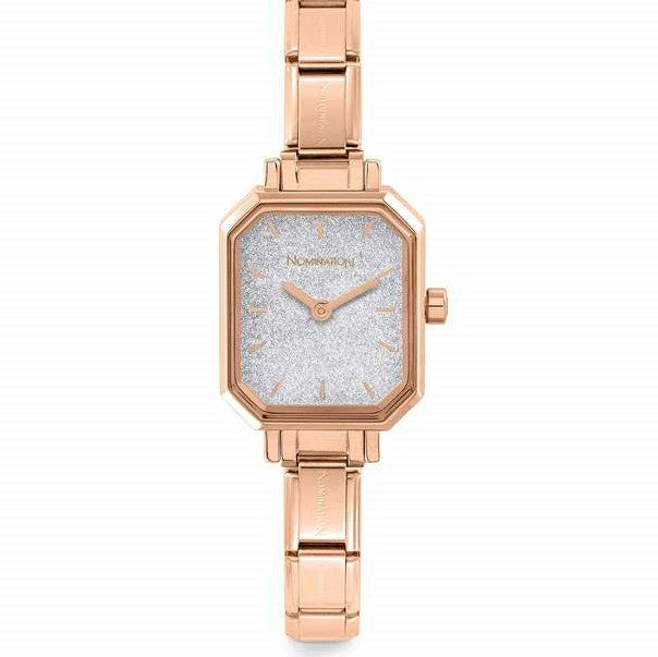 076031/023 PARIS watch,ROSEGOLD RECTANGULAR steel strap Pink