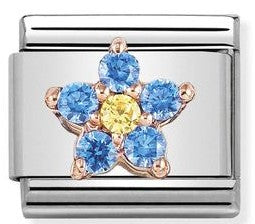 430317/02 Classic RICH steel, CZ 9K Rose Gold CELESTE / YELLOW flower