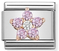 430317/04 Classic RICH steel, CZ 9k gold ROSE Gold / Pink flower
