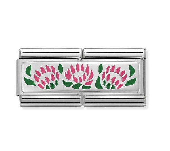 330721/07 DBL Classic steel, enamel,silver 925 Flower Protea