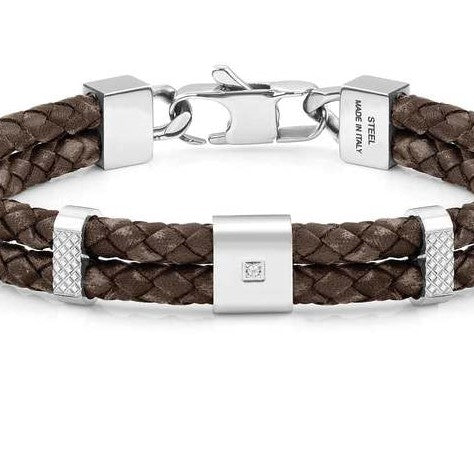 TRIBE B'let ETHNO edition,S/Steel,leather,CZ DOUBLE BROWN 026435/003