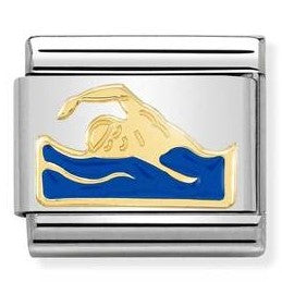 030259/18 Classic,S/steel, enamel, bonded yellow gold Swimmer