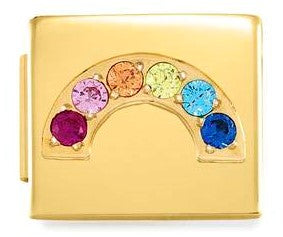 230308/01 Glam steel,cz Fin, YELLOW GOLD Rainbow