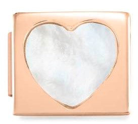 230502/01 Glam steel,stones Fin ROSE GOLD, Mother of Pearl Heart