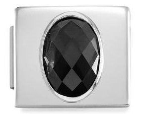 230602/10 Glam, Steel, Black CZ FACETED Stone