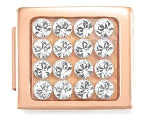 230603/01 Glam steel, CZ Fin, PINK GOLD White Cz Pave