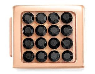 230603/10 Glam,steel, CZ Fin, PINK GOLD Black CZ Pave
