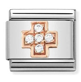 430302/29 Classic.S/steel.rose gold & CZ Cross
