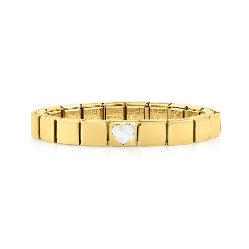 239103/08 GLAM bracelet , 1 symbol, YELLOW GOLD finish Heart WHITE MOTHER OF PEARL