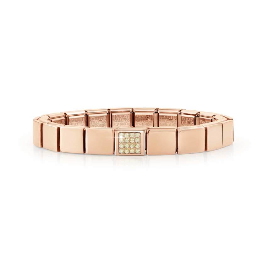 239104/13 GLAM bracelet ,1 symbol ROSE GOLD finish, CHAMPAGNE Pave