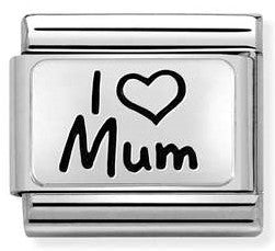 330111/01 Classic PLATES steel and 925 silver I Love Mum