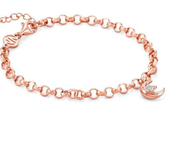 SWEETROCK,ROMANCE bracelet,925 silver,CZ,Rose Gold Plate Moon