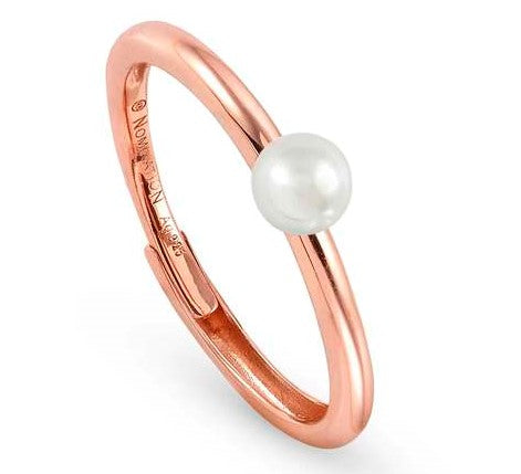 SOUL ring,925 silver,white pearl,Rose Gold Plate
