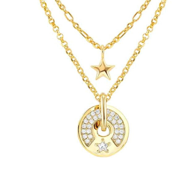 SENTIMENTAL necklace,925 silver,CZ,Yellow Gold Plated Star