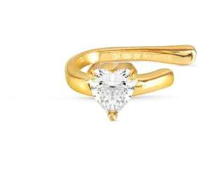 SENTIMENTAL earring,925 silver,CZ, EARCUFF SHAPE,Yellow Gold Plate Heart