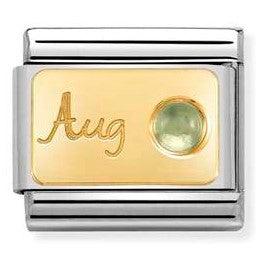 030519/08 Classic MONTH STONE,steel, stones, yellow gold August PERIDOT