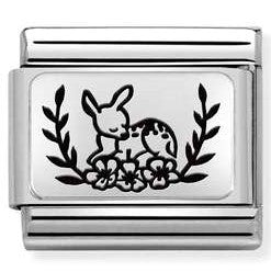 330111/17 Classic PLATES (IC) steel,925 silver. Fallow Deer FLOWERS