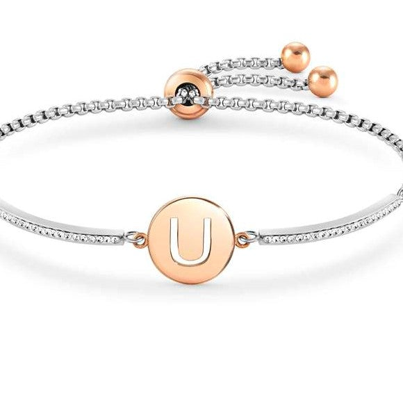 MILLELUCI bracelet S/steel,CZ, LETTER U 028007/021