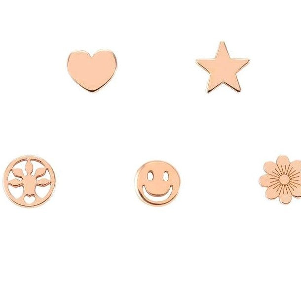 MELODIE earrings kit ed,HAPPY,925 silver,cz,Mixed LIFE Rose gold 147722/075