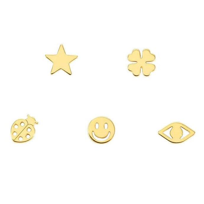 MELODIE earrings kit ed,HAPPY,925 silver,cz,Mixed LUCK Yellow gold 147722/085