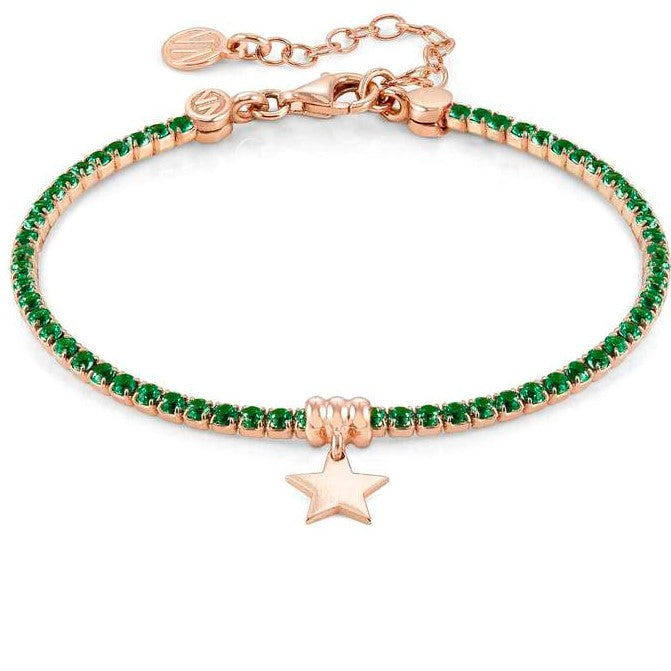 CHIC & CHARM bracelet ed, COLORS,925 silver,cz ROSEGOLD GREEN star 148612/029