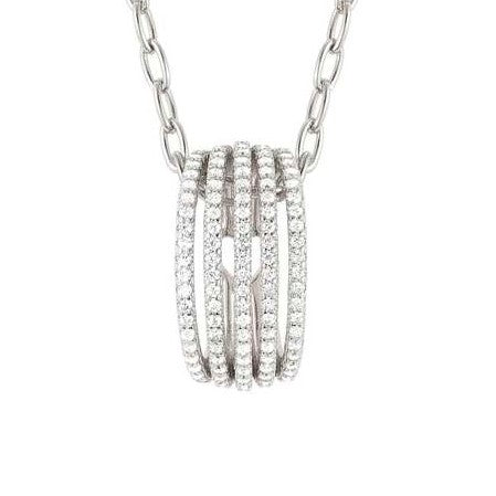 LOVELIGHT necklace in 925 silver and cz (OVAL) (008_WHITE Silver finish)