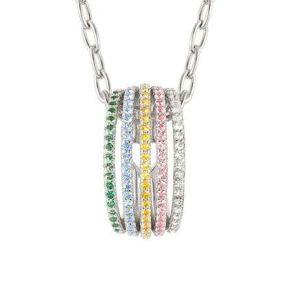 LOVELIGHT necklace in 925 silver and cz (OVAL) (023_RAINBOW Fin, Silver)