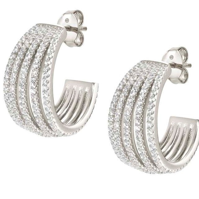 LOVELIGHT earrings in 925 silver and RICH cz (OVAL) (008_WHITE Silver finish)