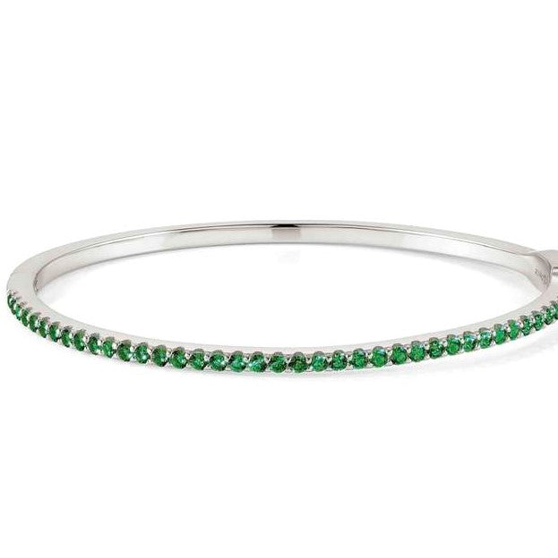 LOVELIGHT bracelet in 925 silver and cz (SMALL HARD) (E) (015_GREEN Fin, Silver)