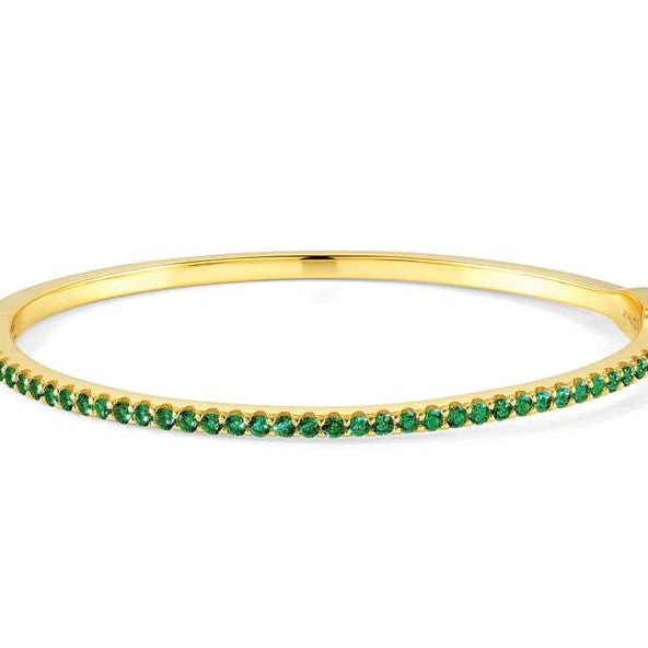 LOVELIGHT bracelet in 925 silver and cz (SMALL HARD) (E) (016_GREEN Fin, Yellow gold)