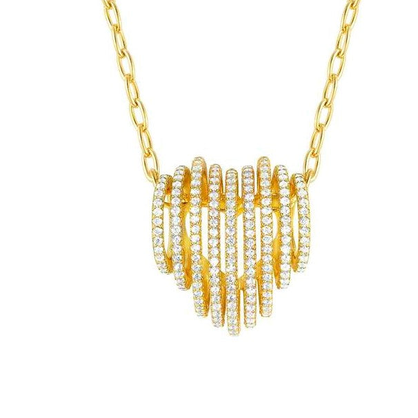 LOVELIGHT necklace in 925 silver and cz (HEART) (E) (014_WHITE Fin, Yellow gold)