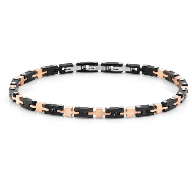 STRONG bracelet ed. steel, 8 diamonds Black and Rose Gold 028316/029