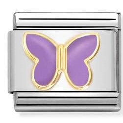 030285/60 Classic steel, enamel ,18k gold LILAC butterfly