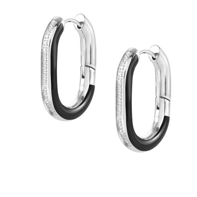 DRUSILLA earrings, steel, CZ enamel BLACK