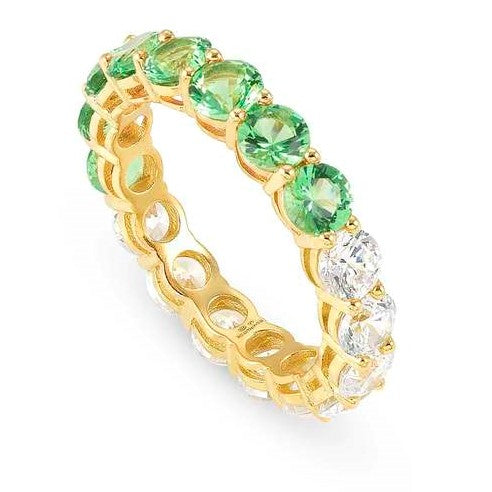 CHIC & CHARM JOYFUL ed. ring in 925 silver and cz (BICOLOR) GREEN Fin. Yellow gold Size 15